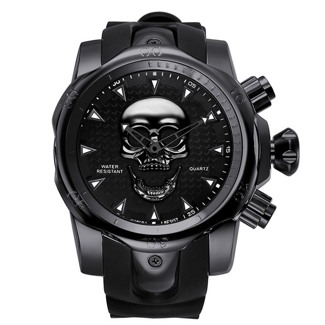 Skull Watch For Men - Water Resistant Quartz Wristwatches Sports