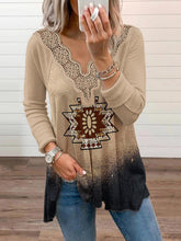 Load image into Gallery viewer, Women&#39;s Knitted Casual Western Print Lace Top
