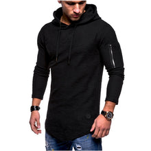 Load image into Gallery viewer, Men&#39;s solid color hooded casual long-sleeve T-shirt
